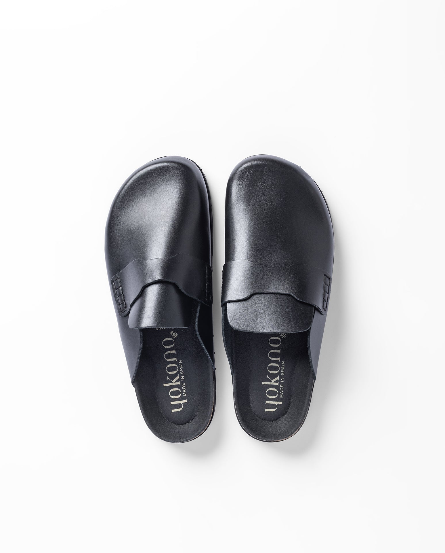 Yokono Teleno-260 zoccolo uomo nero in pelle