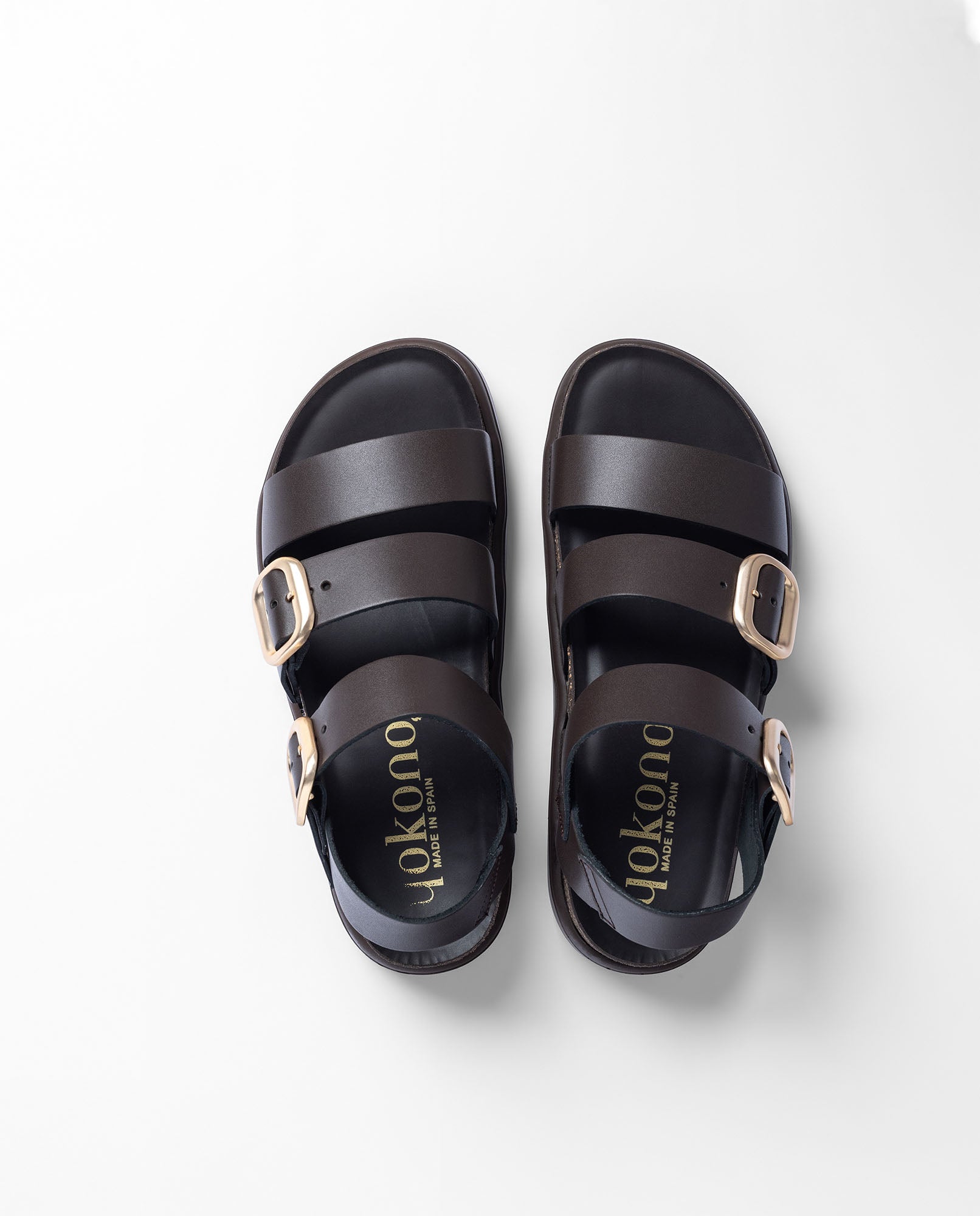 Yokono Tunez-127 sandali plateau marrone con fibbia