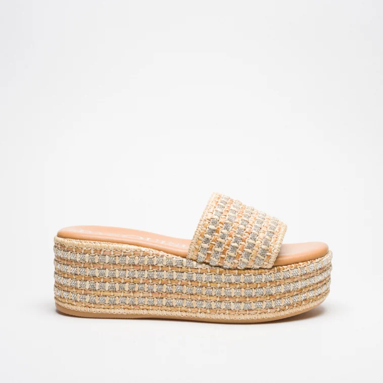 Pasquini Tina sabot beige zeppa 7 cm rafia