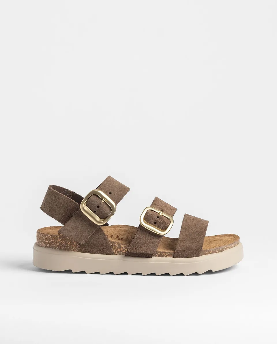 Yokono Tunez 127 sandali piattaforma marrone scuro in cuoio