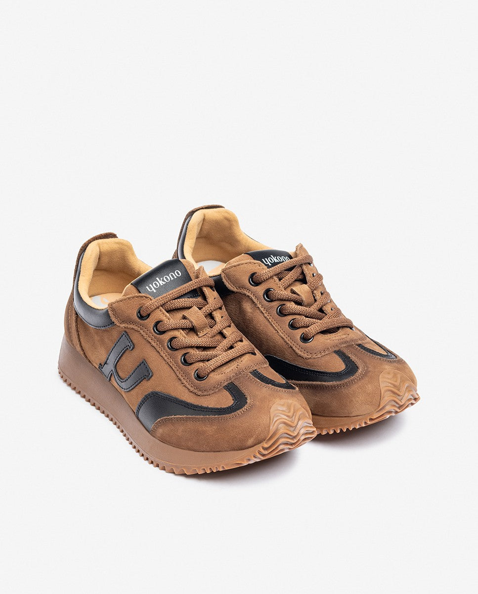 Yokono Guam-001 sneakers donna marroni in pelle