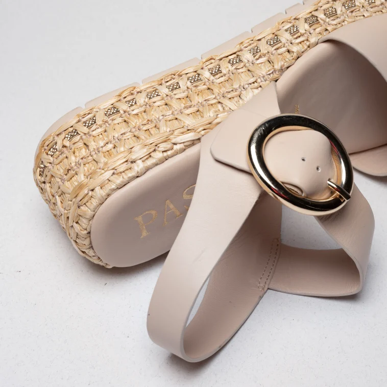 Pasquini Dafne sandalo zeppa nude 6 cm in pelle