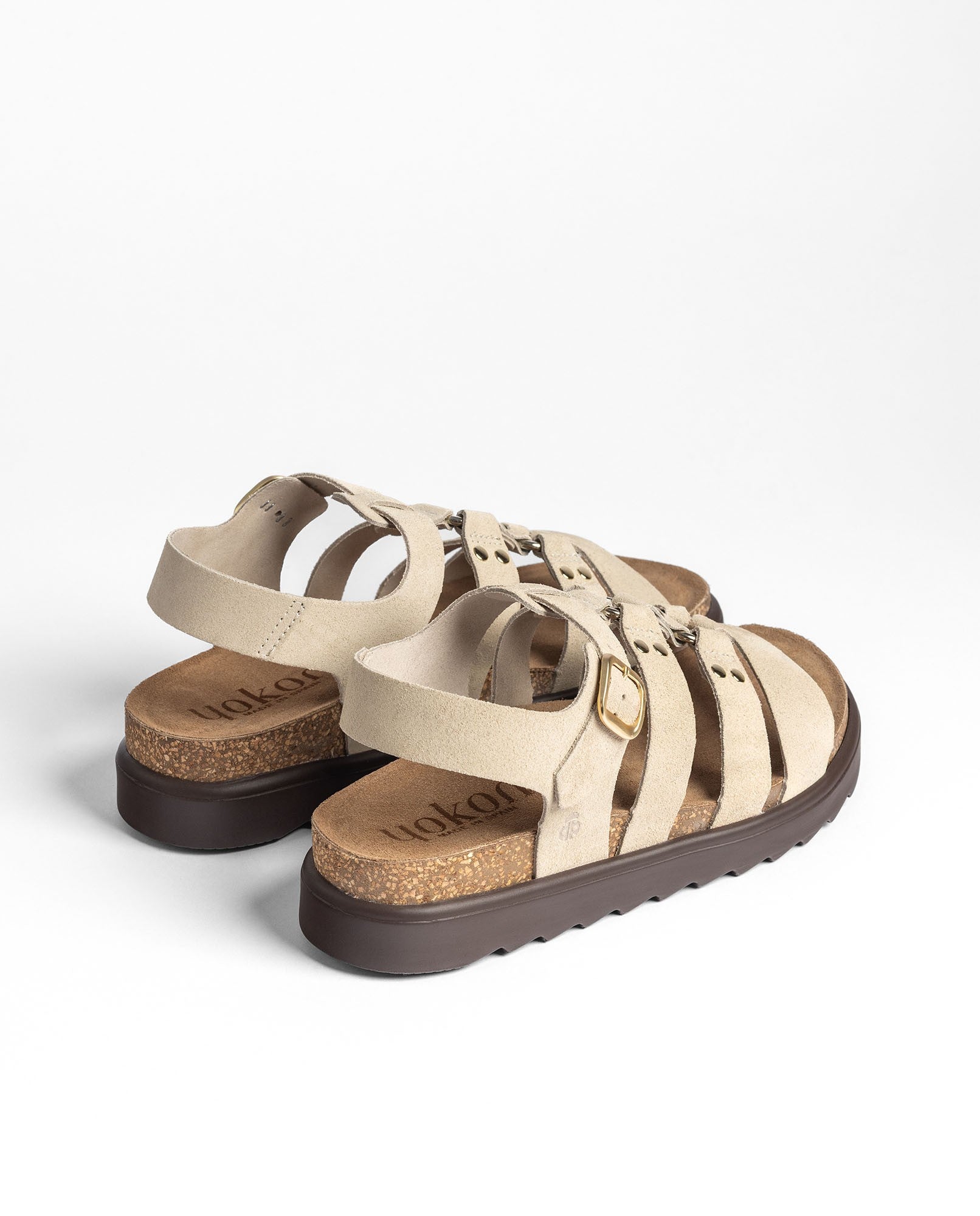 Yokono Tunez 255 sandali piattaforma donna beige in pelle