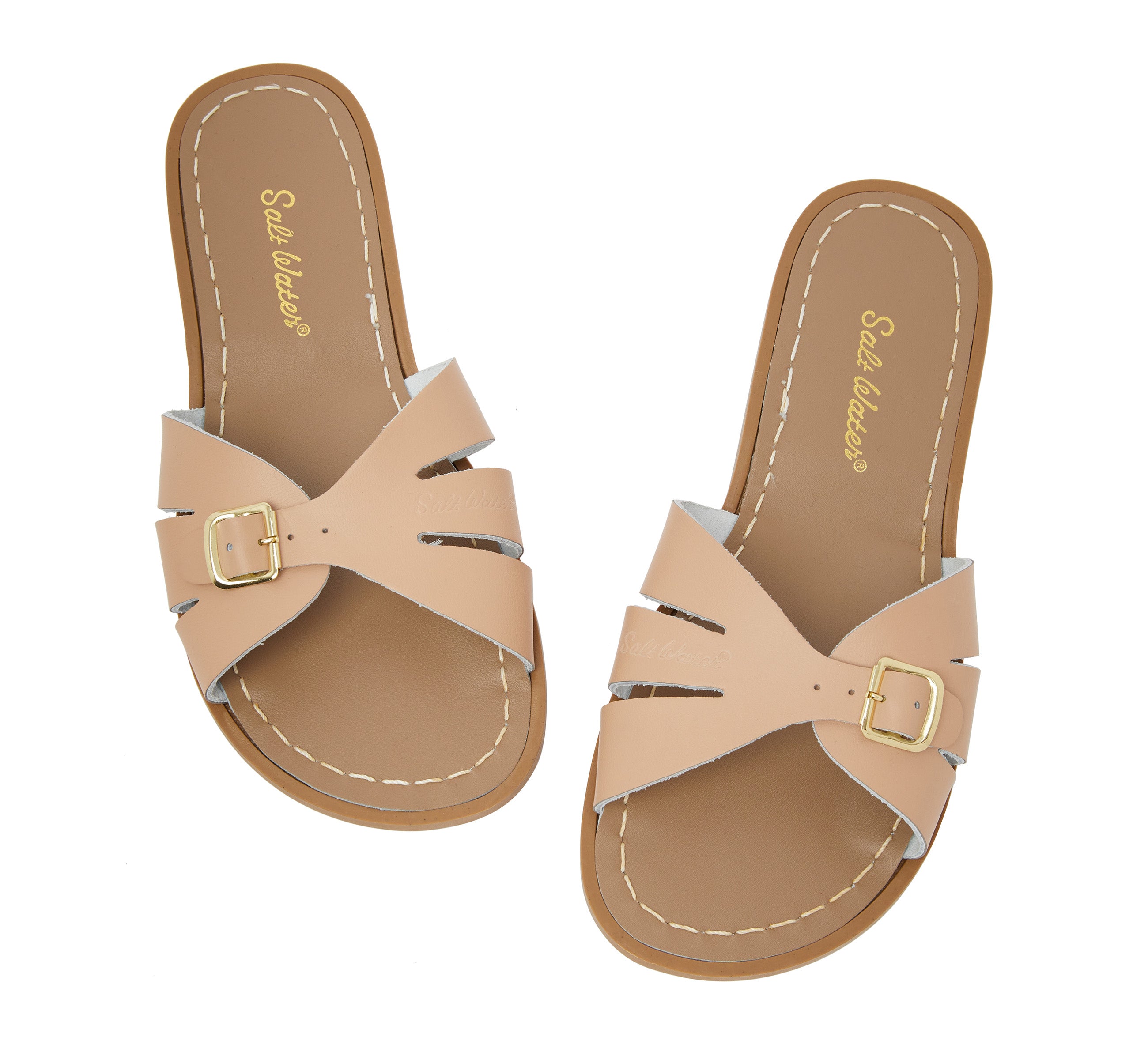 Salt-Water Classic Slide Latte sandali in cuoio con fibbia