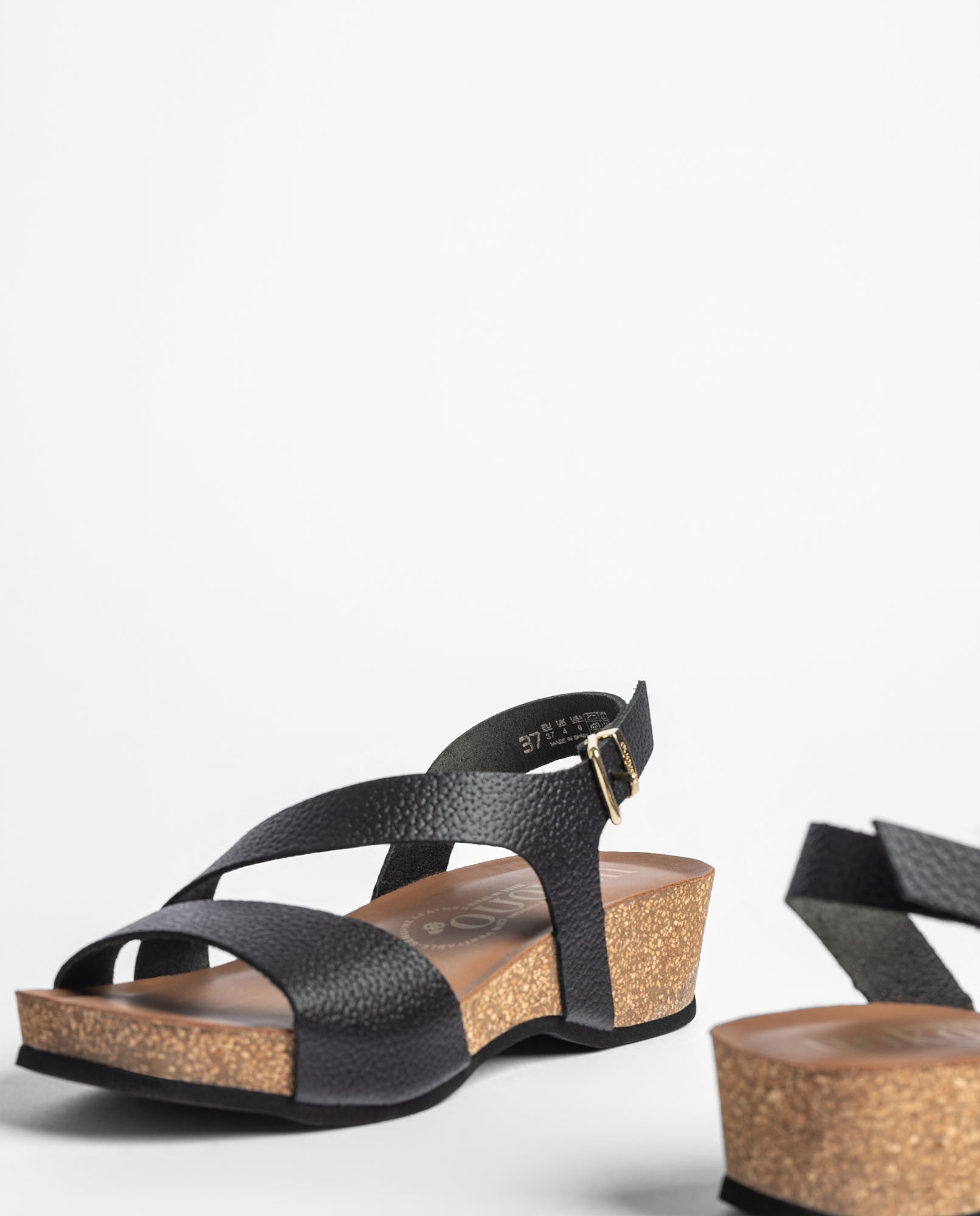 Yokono BOGO-264 sandali zeppa neri in pelle