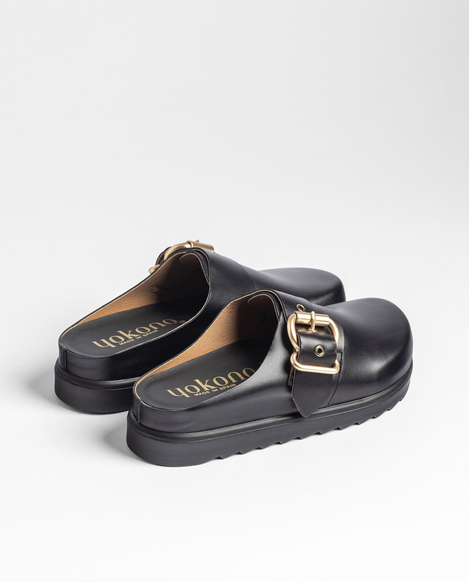 Yokono Tunez 249 zoccoli donna nero in pelle con fibbia