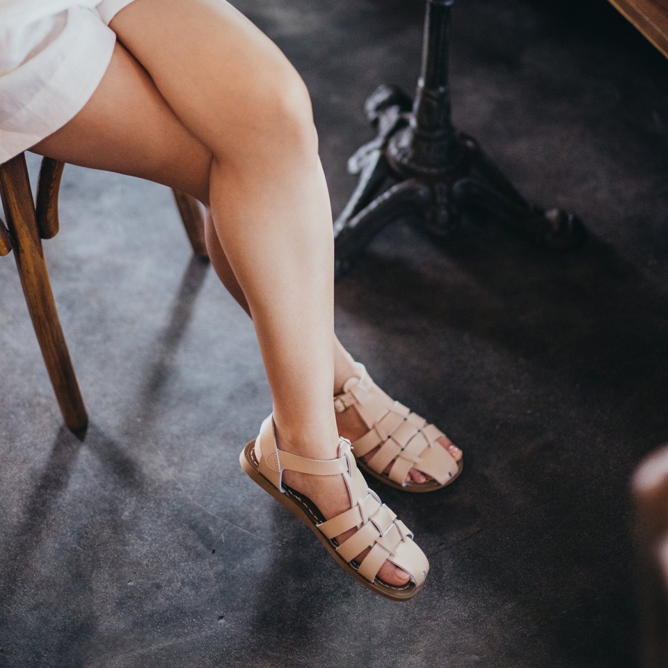 Salt-Water Sandals Shark Original sandali donna latte in cuoio