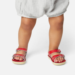 Salt-Water Seawee sandali bambini rossi in cuoio impermeabile