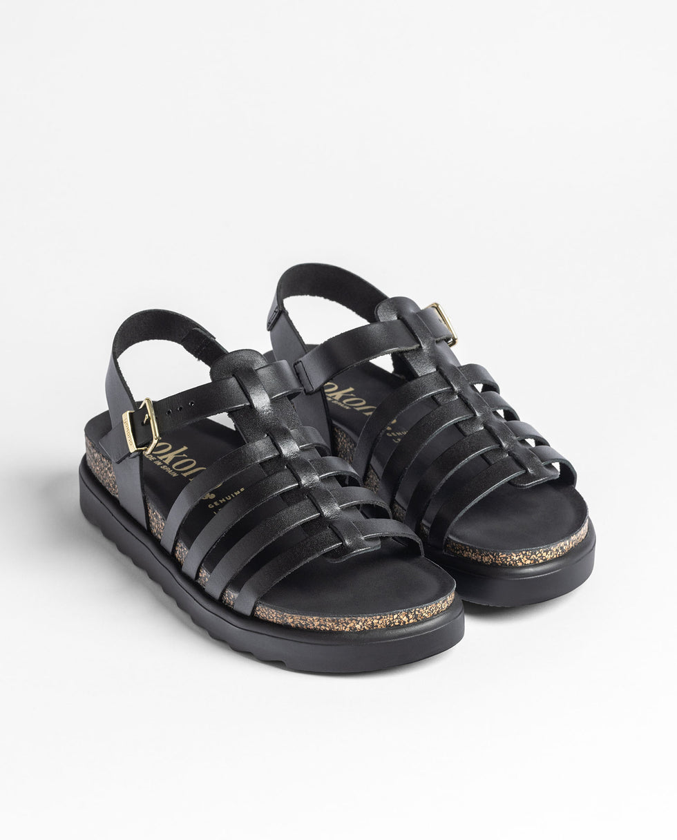 Yokono Tunez-107 sandali bassi donna nero in pelle