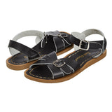 Salt-Water Classic sandali bambino nero in cuoio