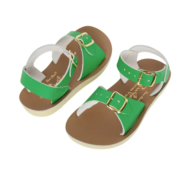 Salt-Water Surfer sandali bimbo verde kelly in cuoio