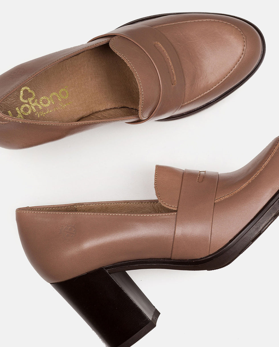 Yokono Kiel-001 décolleté mocassino rosa tacco 9 cm