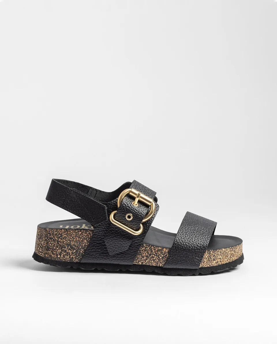 Yokono Wiwi-254 sandali plateau donna nero in pelle