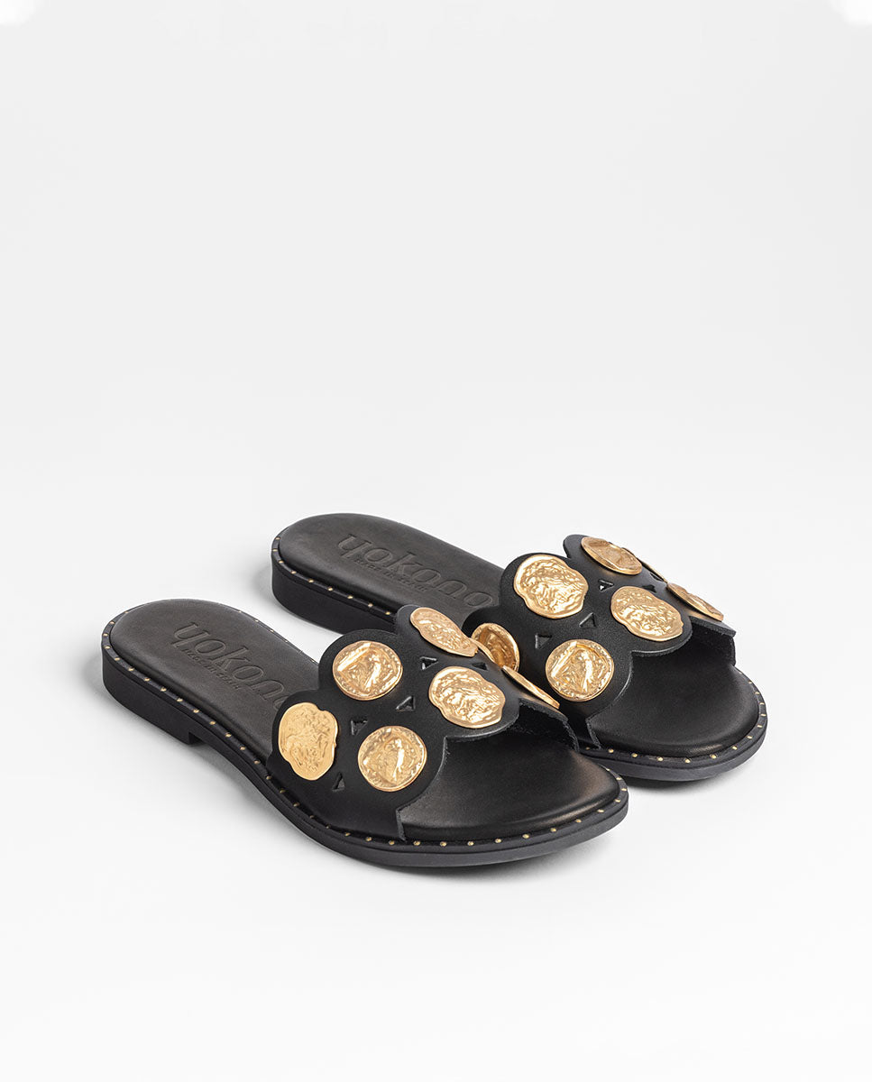 Yokono Lara 273 sandali bassi donna nero pelle