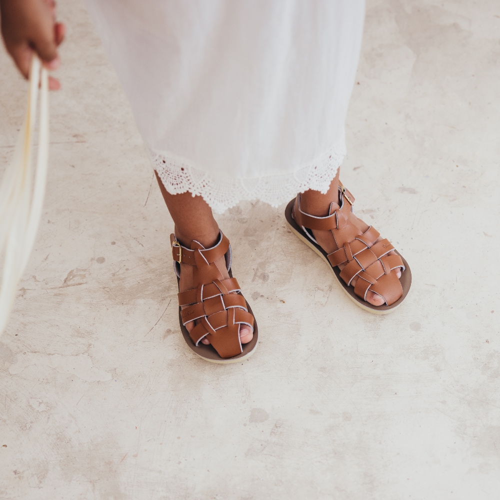 Salt-Water Sandals Shark sandali bambini beige punta chiusa