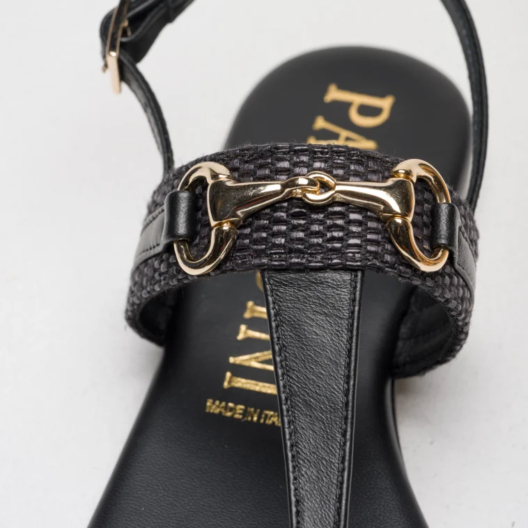 Pasquini Calzature Capri sandalo infradito nero cuoio