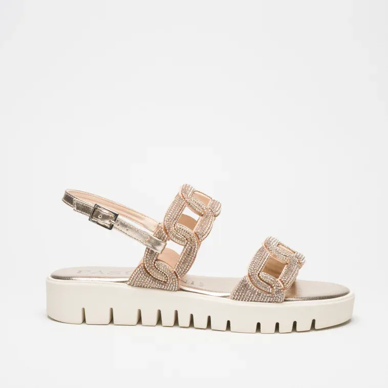 Pasquini Greta sandalo tortora con strass