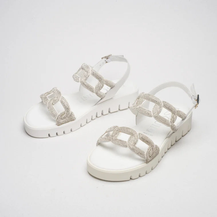 Pasquini Greta sandalo bianco 3 cm strass