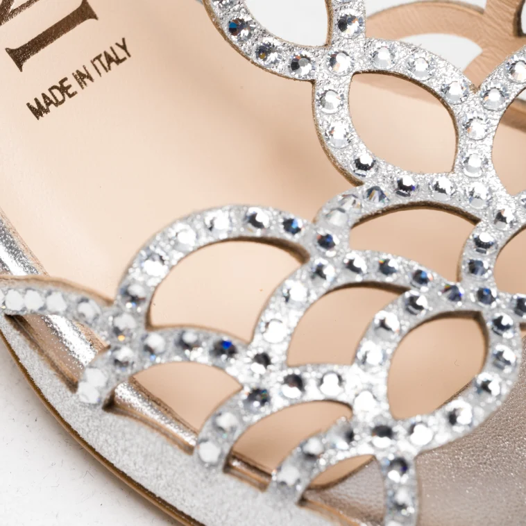 Pasquini Aurea sandalo argento con strass tacco 6