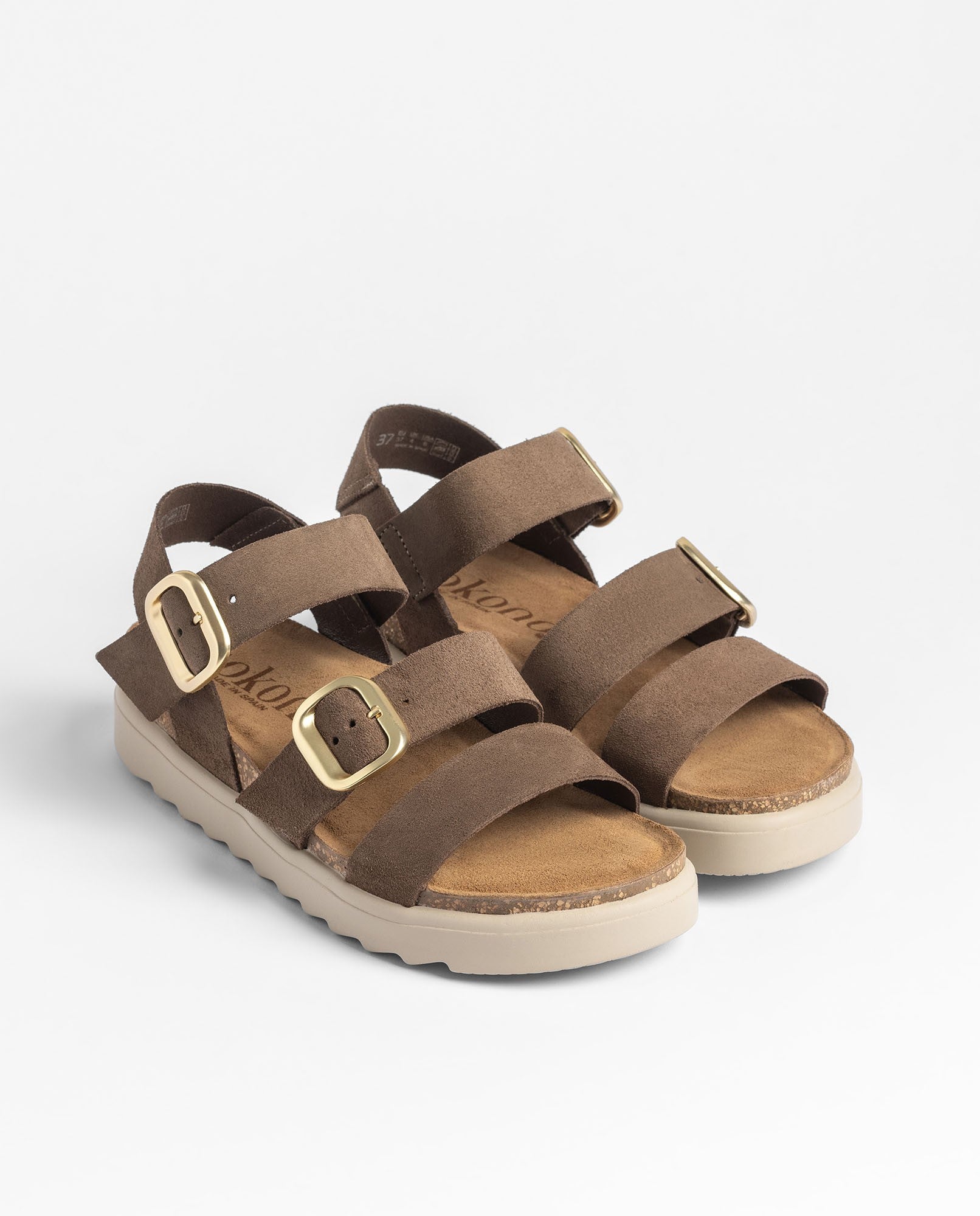 Yokono Tunez 127 sandali piattaforma marrone scuro in cuoio