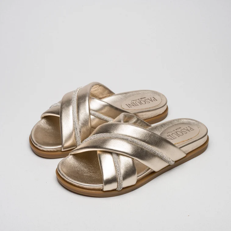 Pasquini City Chic Flexa ciabatta tortora con strass