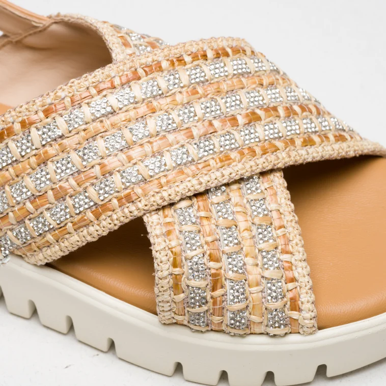 Pasquini Alma sandalo cuoio beige con strass