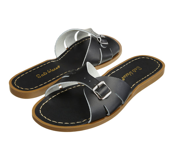 Salt-Water Classic Slide ciabatte donna nero in cuoio