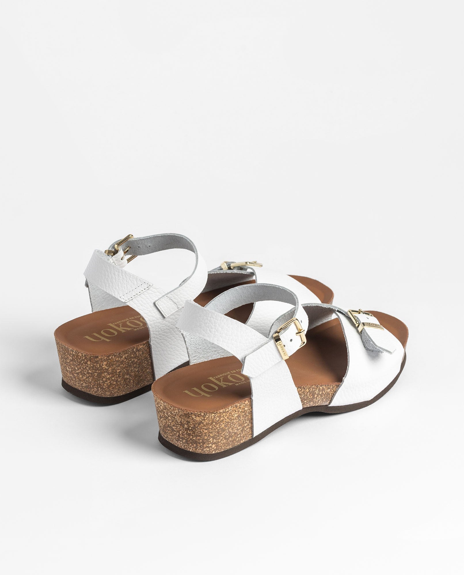 Yokono Bogo 263 sandali zeppa donna bianchi in pelle