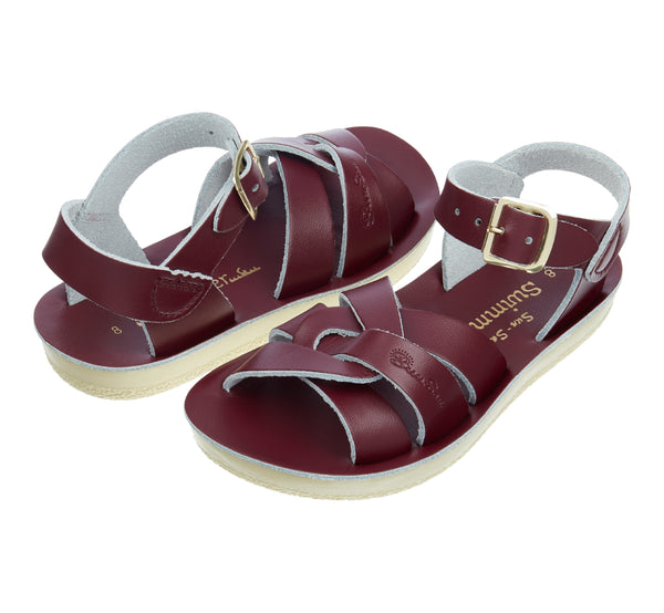 Salt-Water Swimmer bordeaux sandali bimba in cuoio