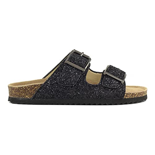 Colors of California Slide doppia fascia ciabatte nere glitter