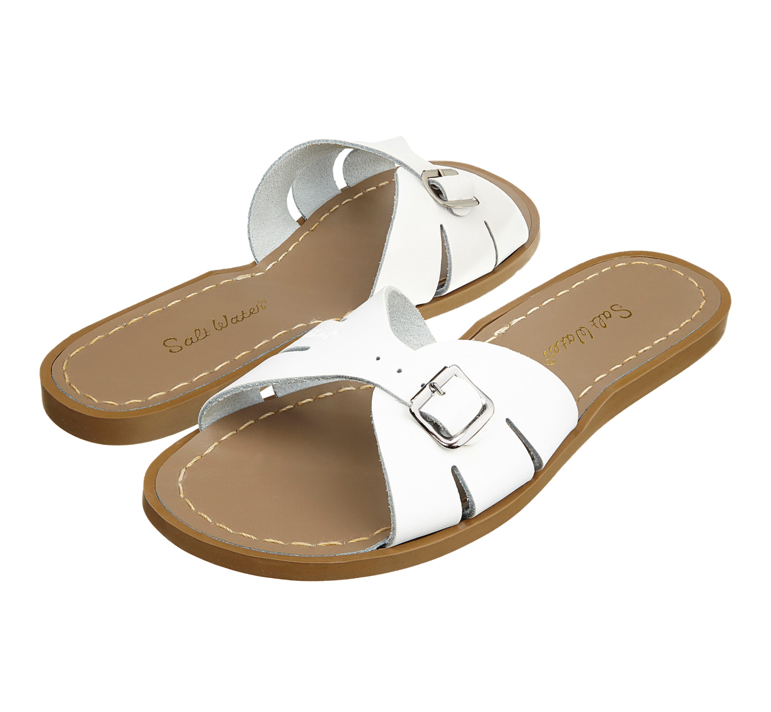 Salt-Water Classic Slide ciabatte donna bianche in cuoio