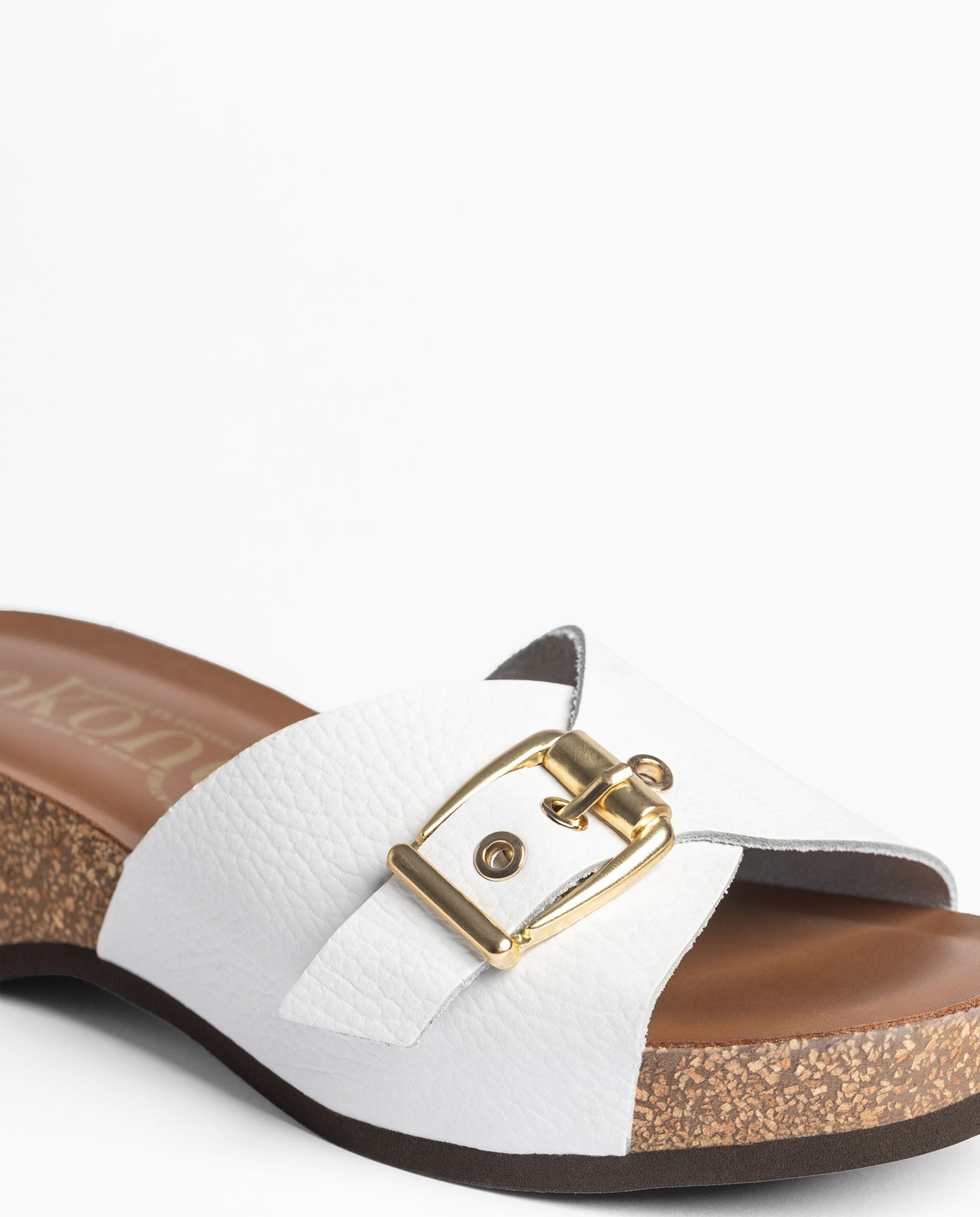 Yokono Bogo-260 sandali zeppa bianco con fibbia