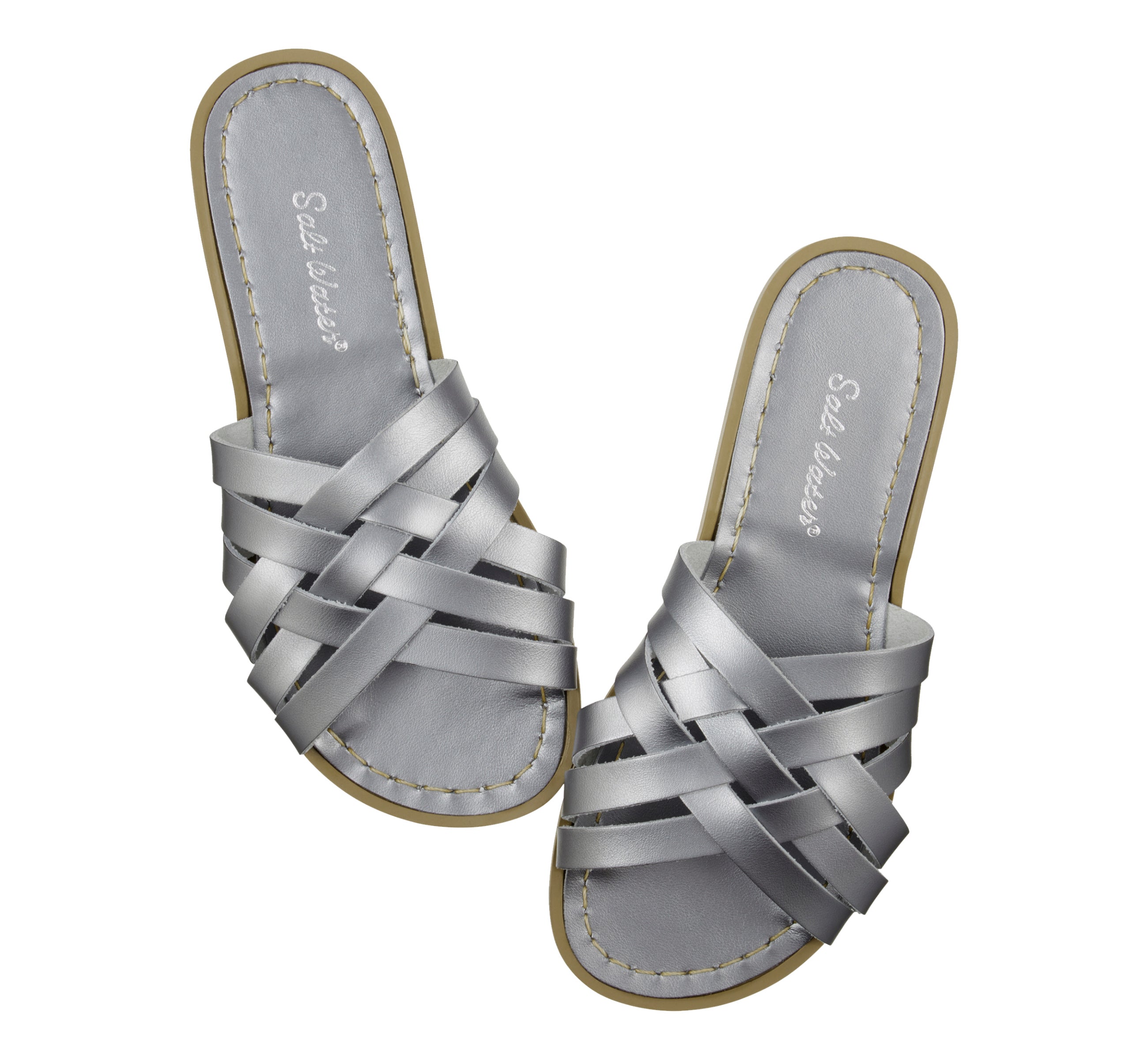 Salt-Water Retro Slide ciabatte donna pewter in cuoio