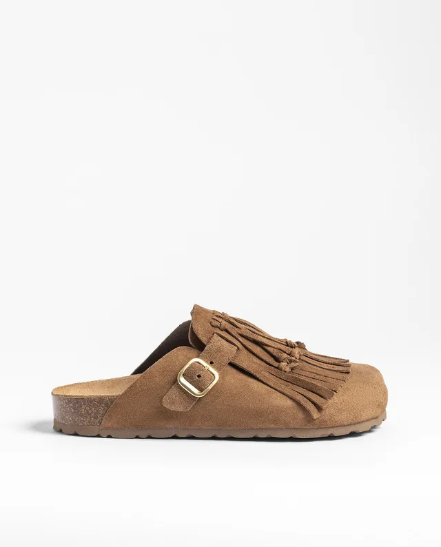Yokono Zueco 260 zoccoli donna marrone con frange