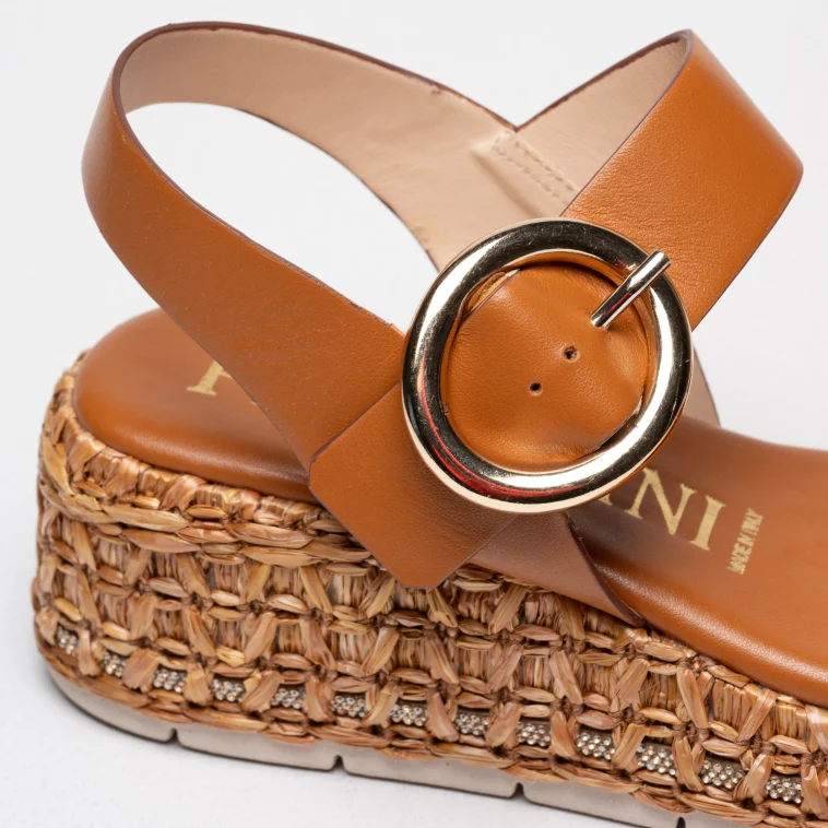 Pasquini Dafne sandalo zeppa cuoio 6 cm in pelle