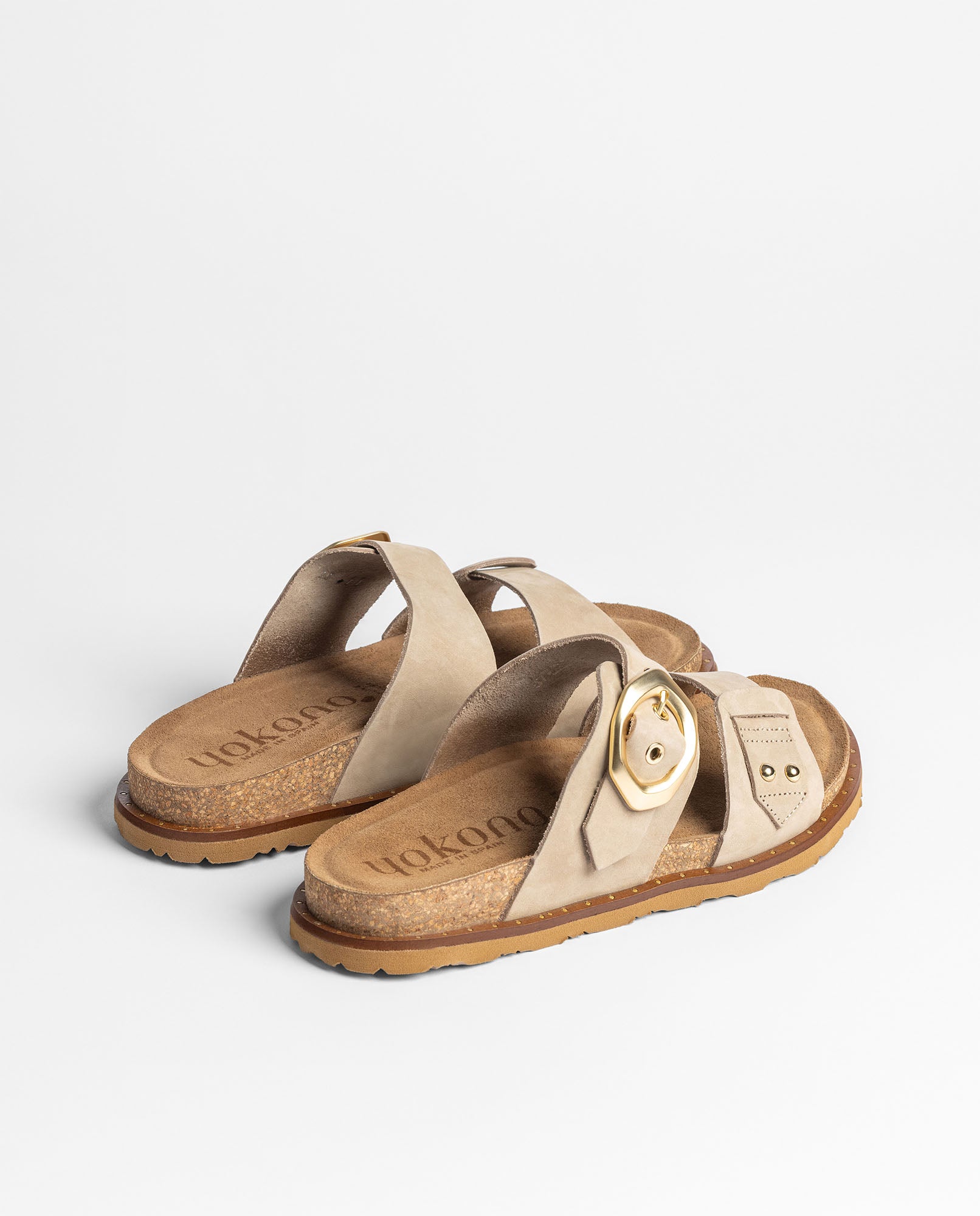 Yokono Bolus-254 sandalo basso donna beige con fibbia