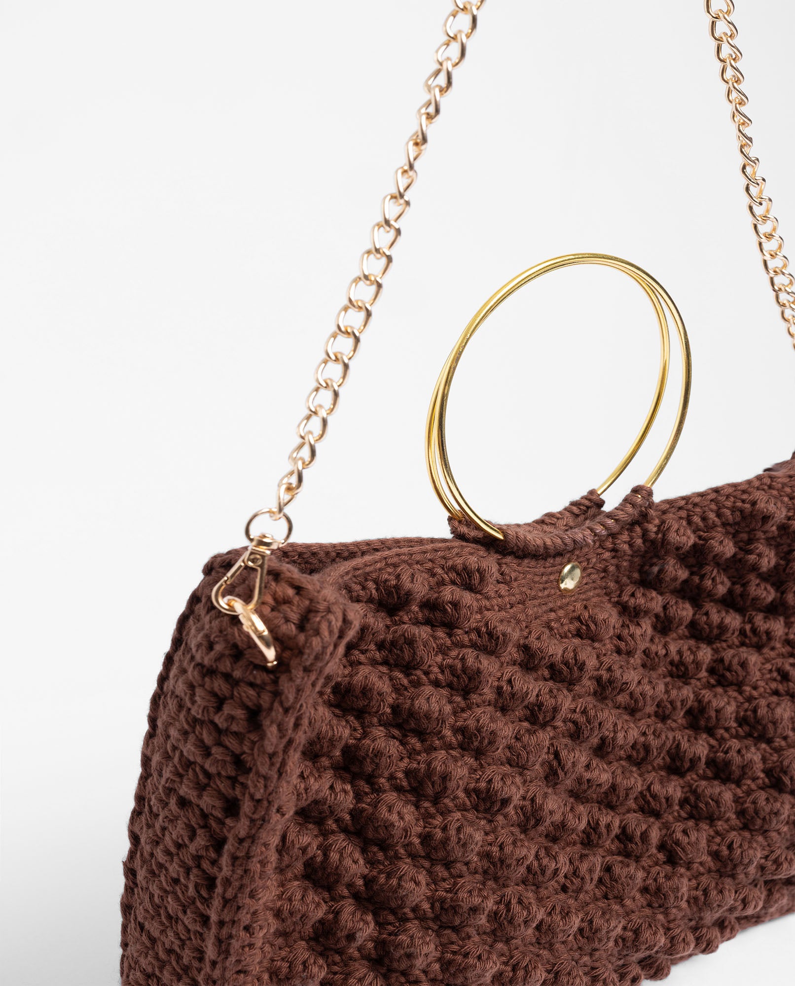 Yokono B-Victoria borsa marrone crochet mano