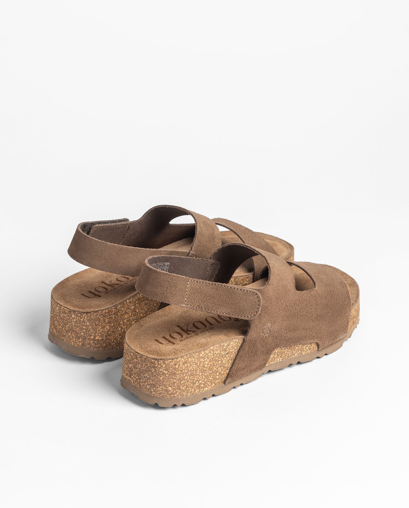 Yokono Wiwi-261 sandali plateau marrone in pelle con velcro