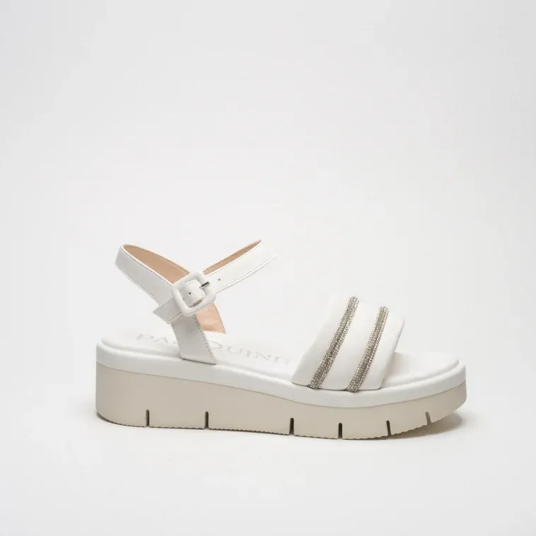 Pasquini Sandy sandalo avorio in pelle con strass