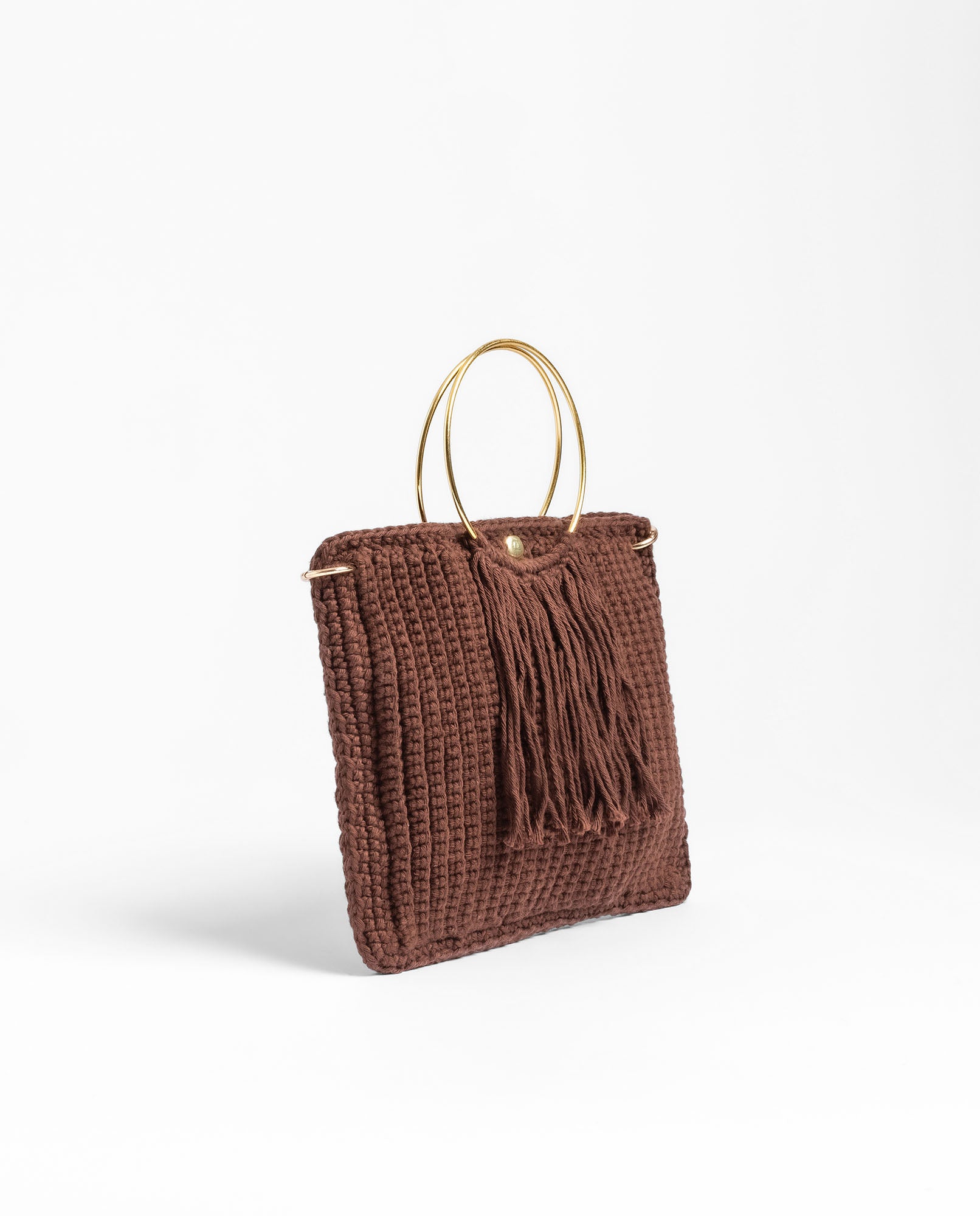 Yokono B-Velvet borsa crochet marrone fatta a mano