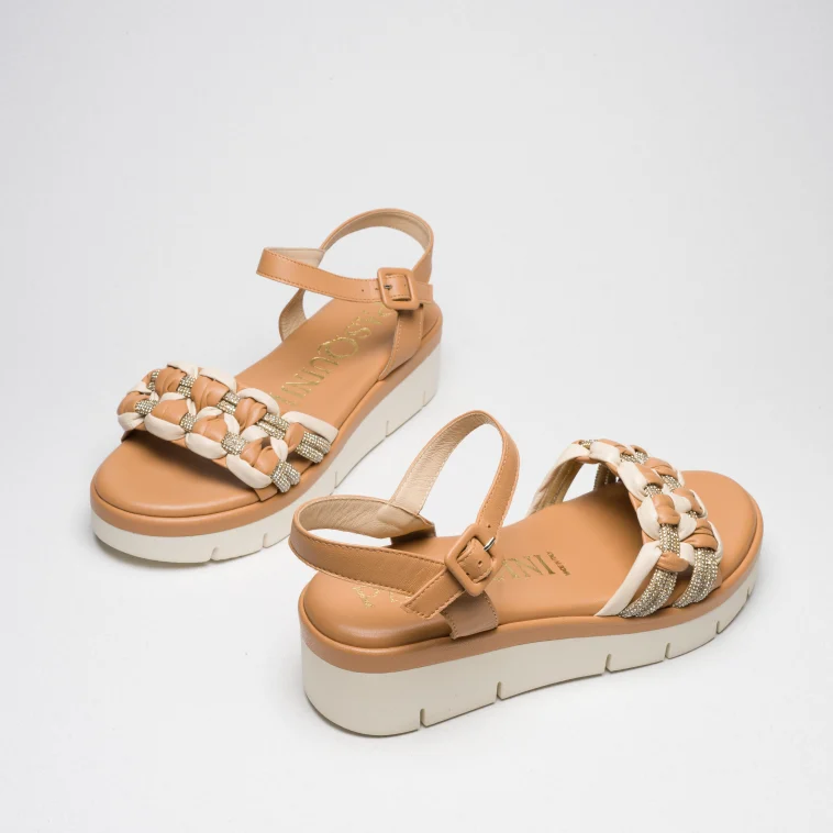 Pasquini Calzature Cloe sandalo cuoio beige zeppa bassa