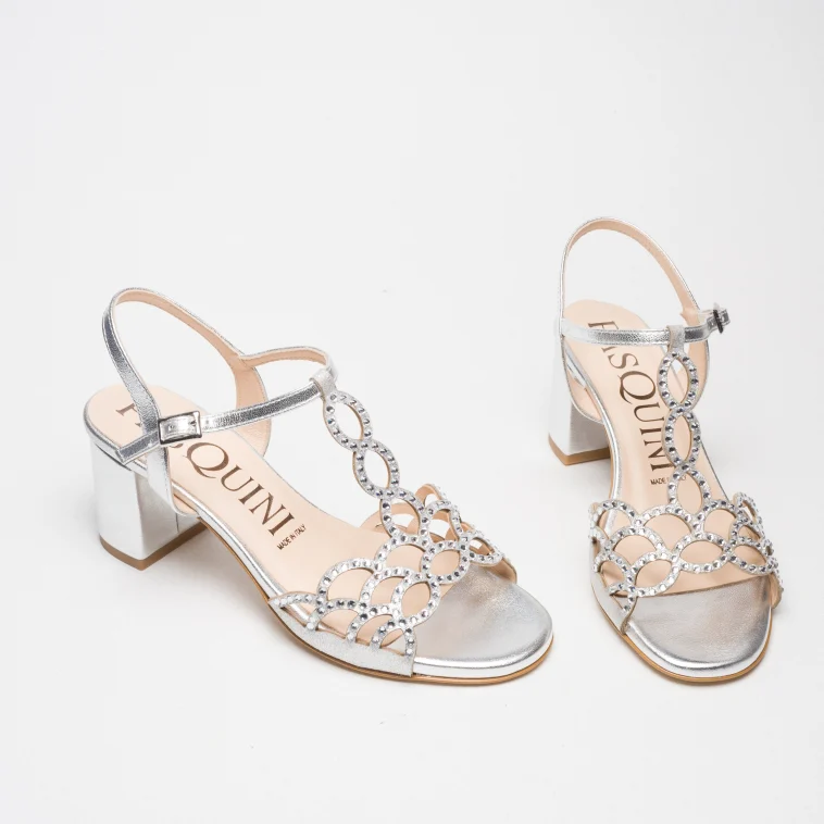 Pasquini Aurea sandalo argento con strass tacco 6