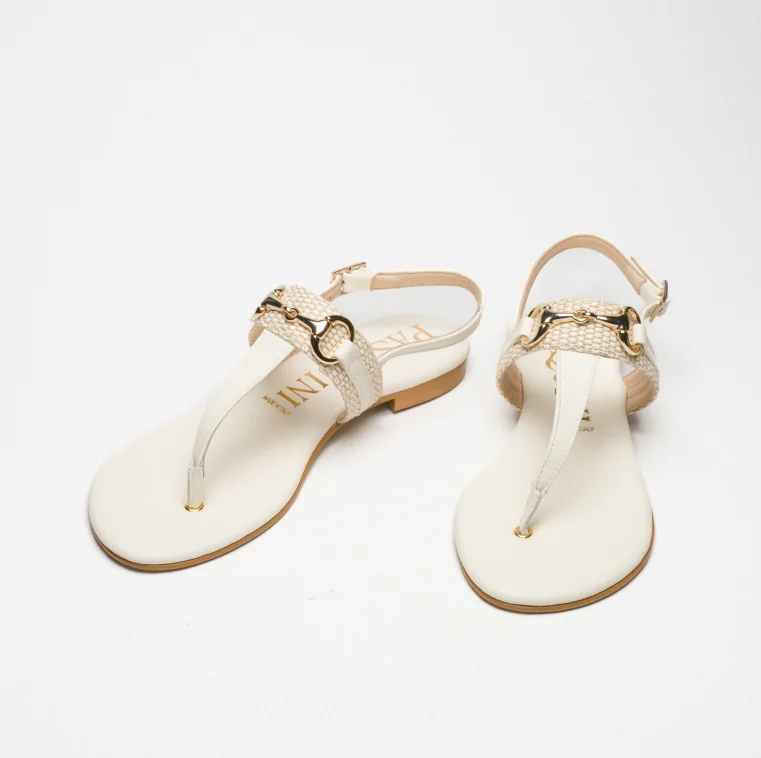 Pasquini Calzature Capri infradito avorio morsetto oro
