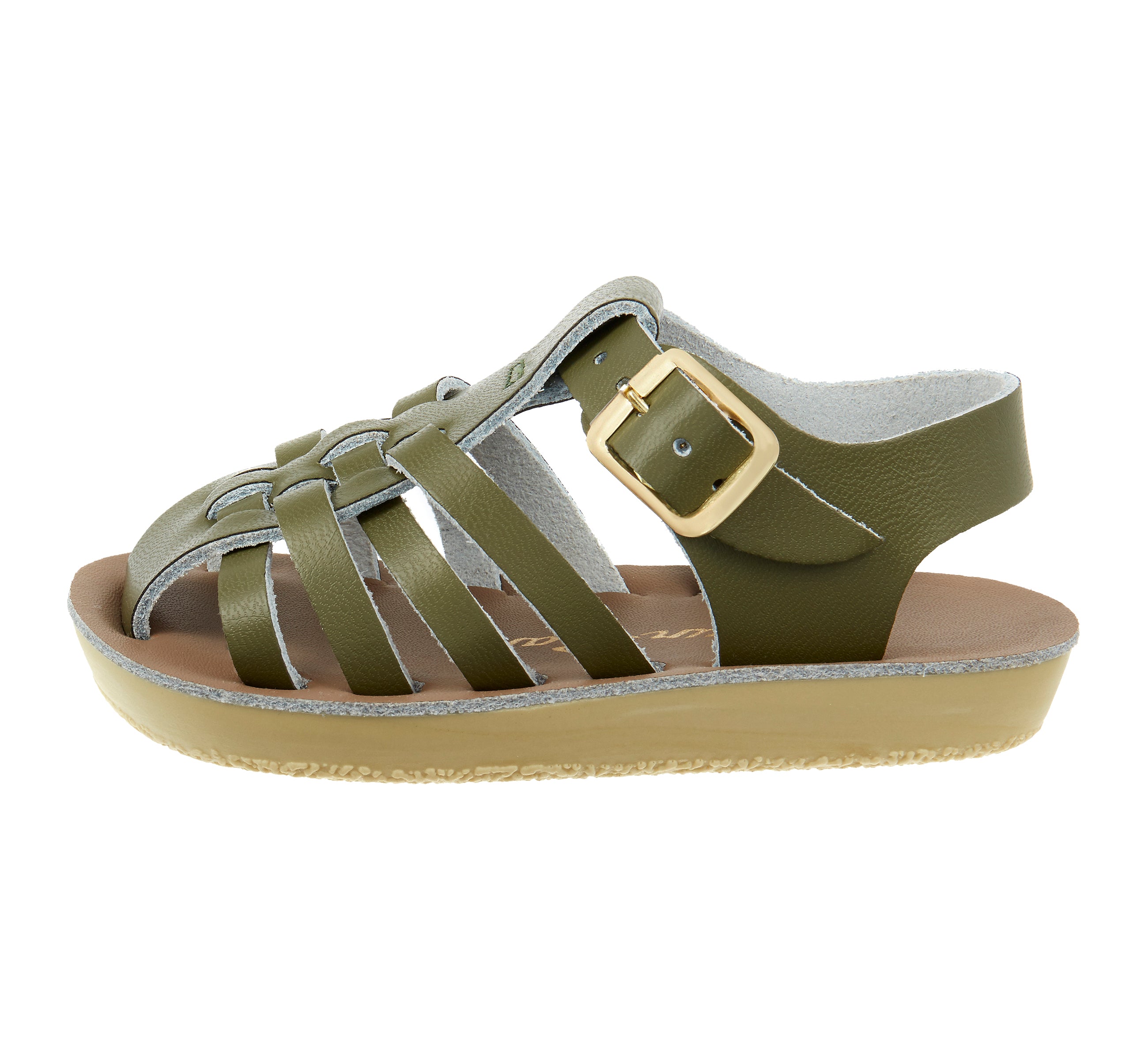 Salt-Water Sailor sandali bambino verde oliva in cuoio