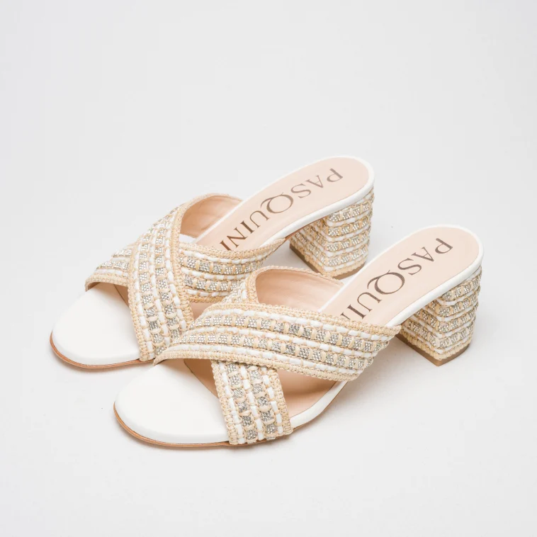 Pasquini Calzature Zoe sabot beige avorio tacco 6 cm