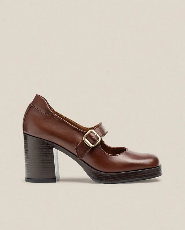 Yokono KOLIN-010 scarpe con tacco marrone pelle