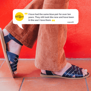 Salt-Water Retro sandali donna blu navy in cuoio