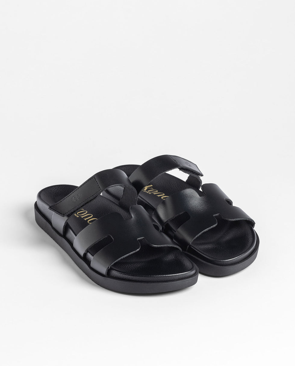 Yokono Morena-125 sandali bassi nero in pelle
