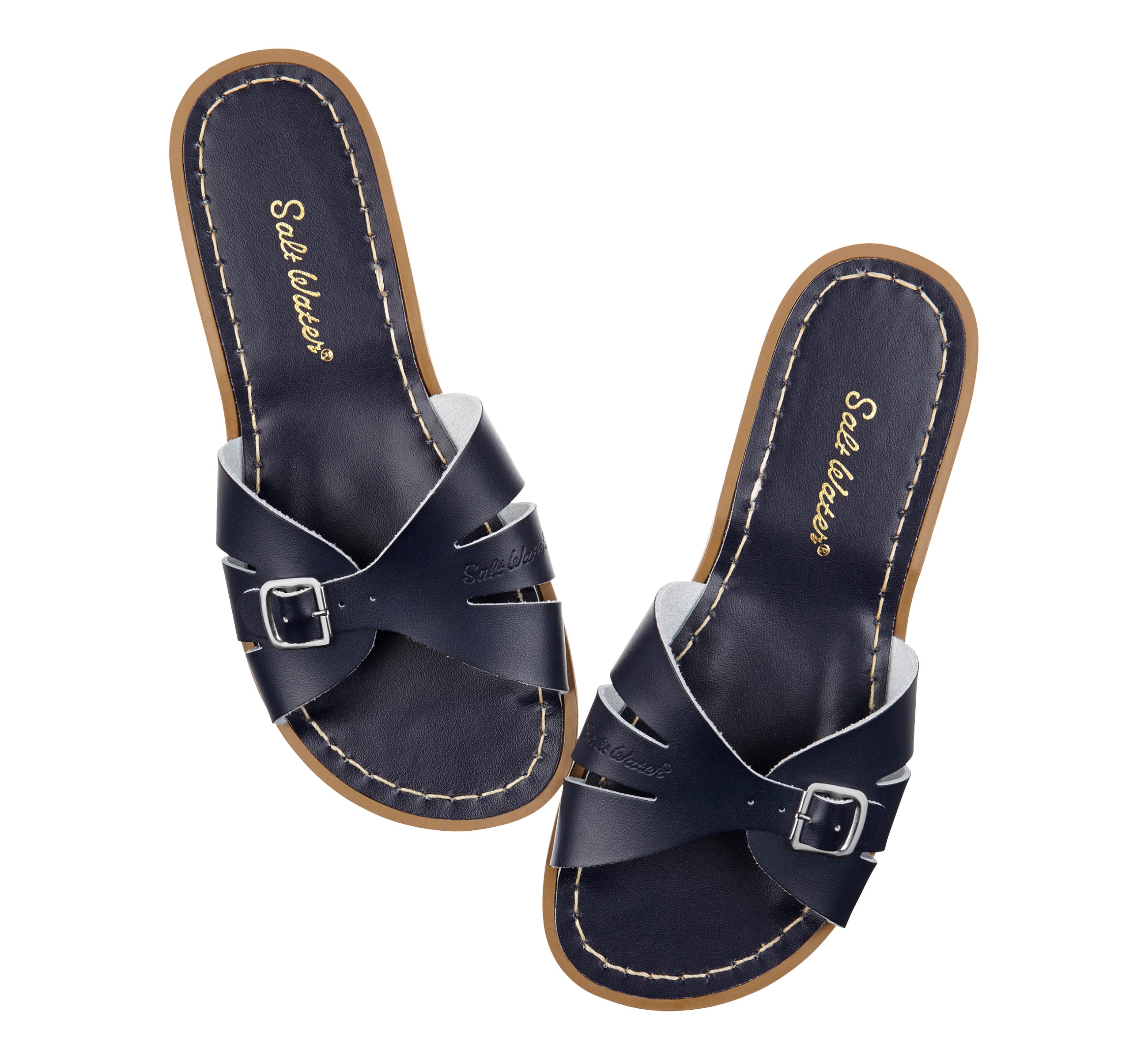 Salt-Water Classic Slide ciabatte donna Navy in cuoio