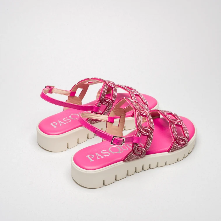 Pasquini City Chic Greta sandalo fucsia con strass